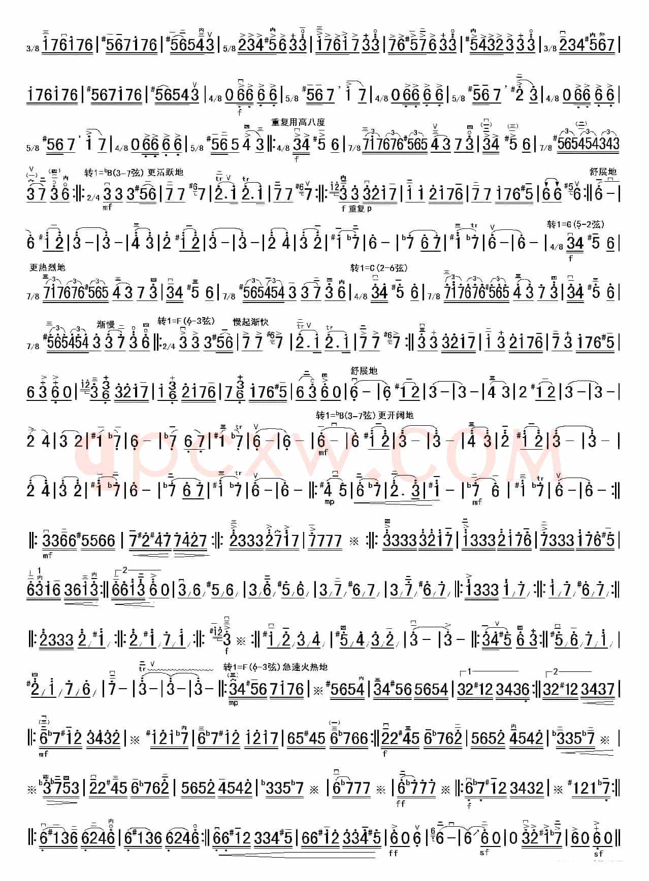 阳光照耀着塔什库尔干二胡谱（双页高清）