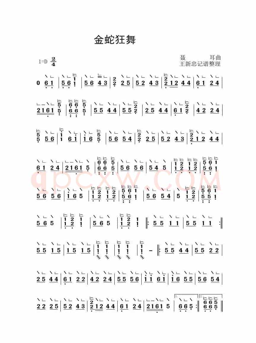 金蛇狂舞（古筝大字谱）