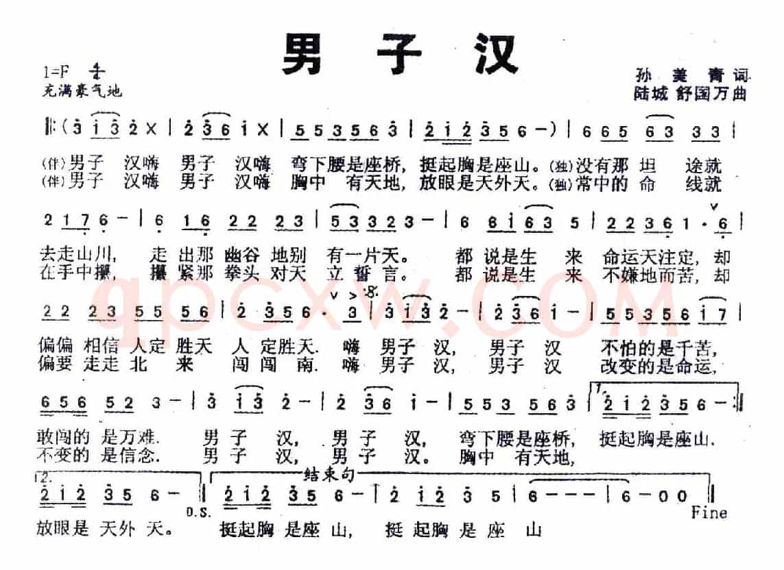 男子汉(孙美青词 陆城、舒国万曲)