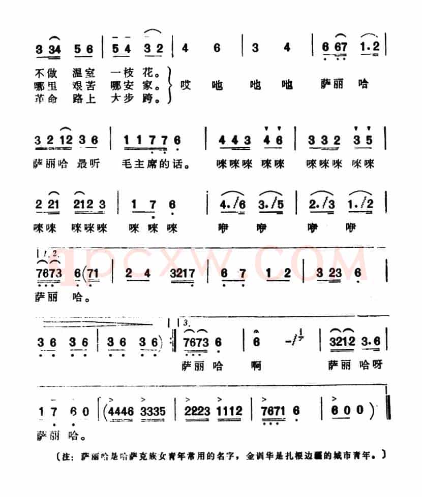 萨丽哈最听毛主席的话(张世荣词 祝恒谦曲)