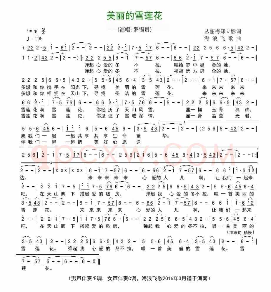 美丽的雪莲花（从丽梅 郑立影词 海浪飞歌曲）