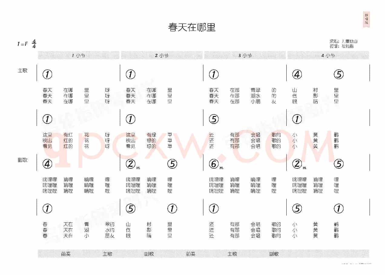 春天在哪里(简和谱)