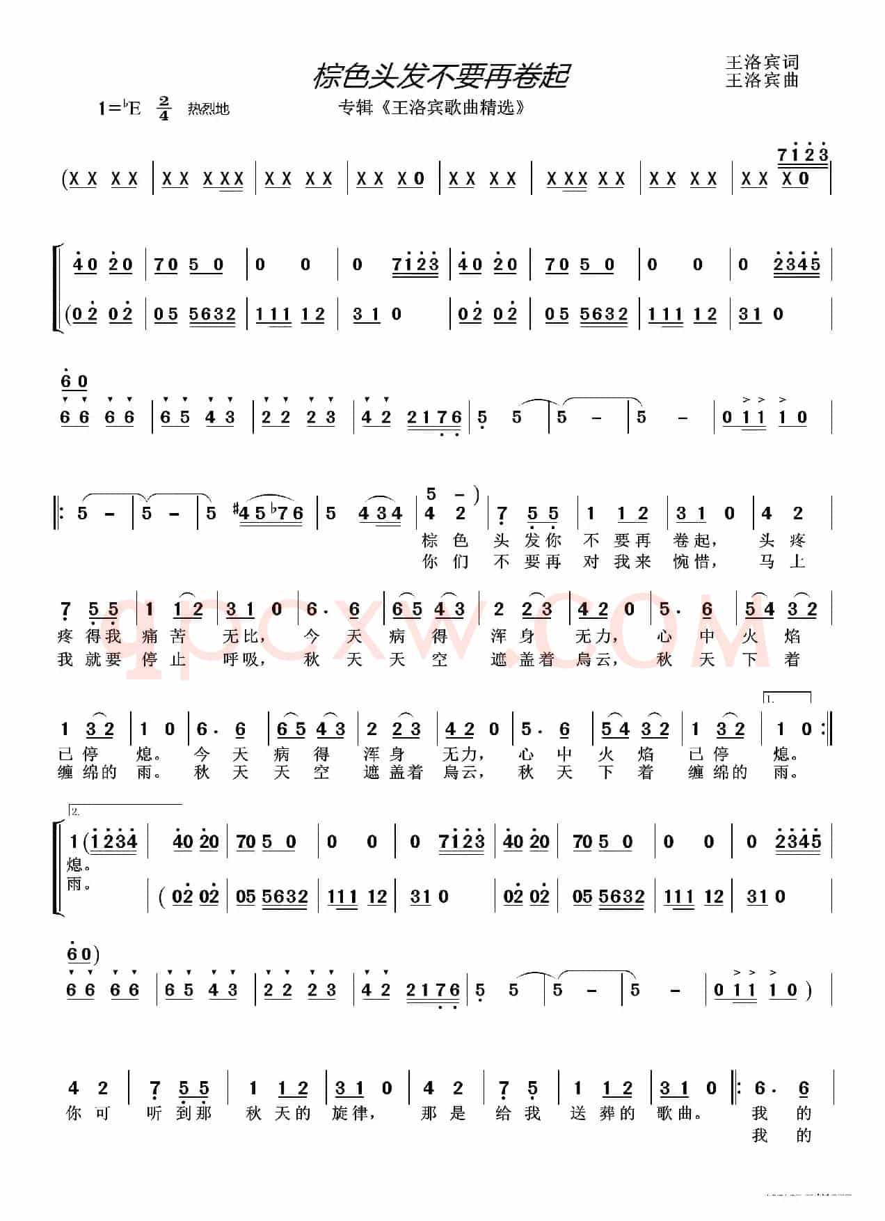 棕色头发不要再卷起（专辑《王洛宾歌曲精选》）