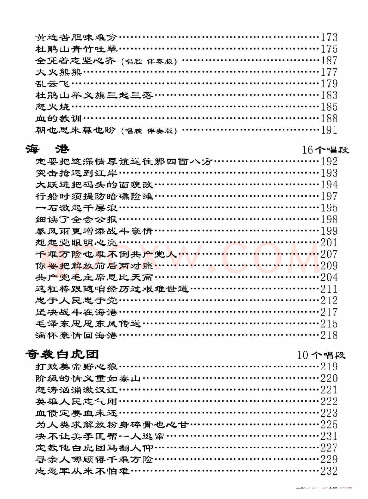 样板戏电子书目录