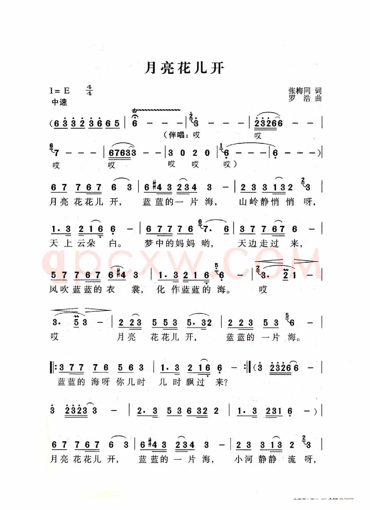 月亮花儿开（老人适用）