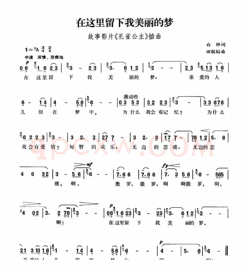 在这里留下我美丽的梦（故事影片《孔雀公主》插曲）