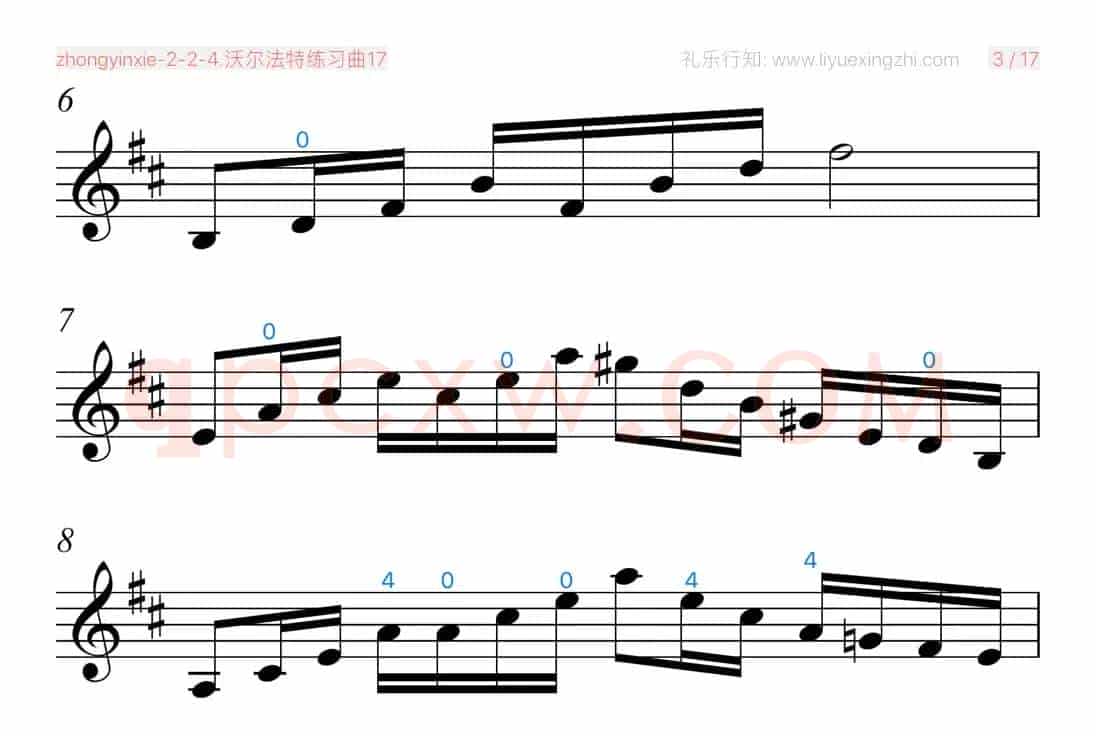 沃尔法特练习曲No.17（小提琴）