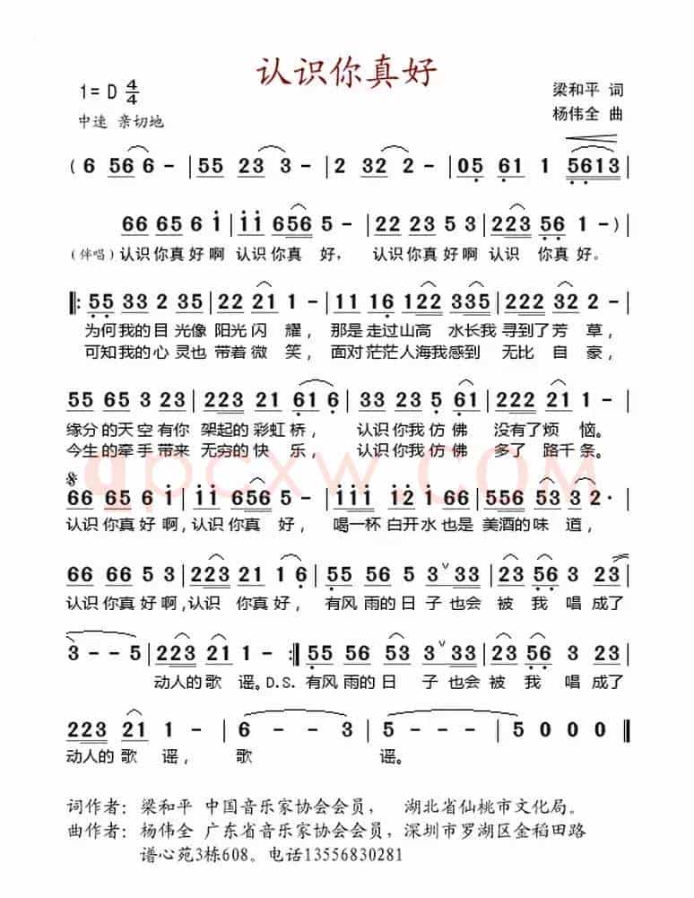 认识你真好(梁和平词 杨伟全曲)