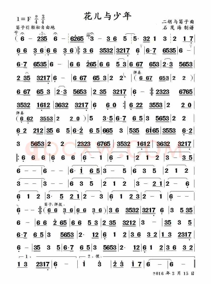 花儿与少年  （二胡与笛子曲）