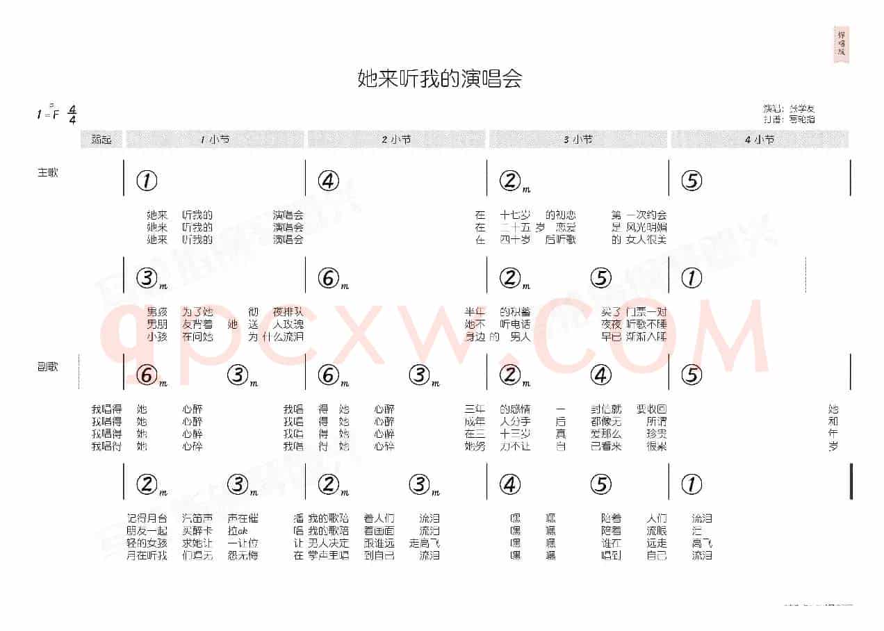 她来听我的演唱会(简和谱)