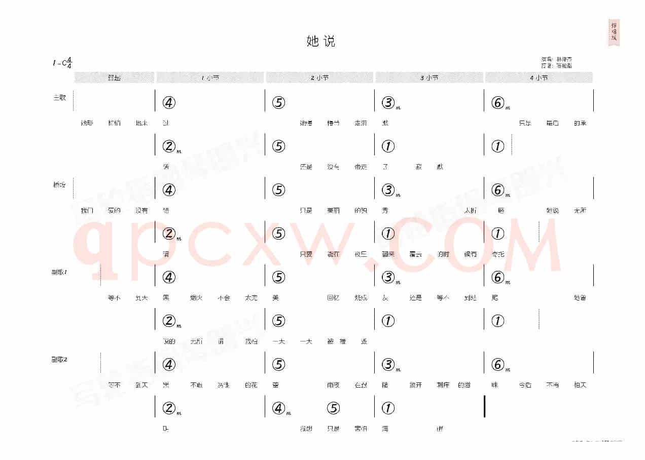 她说(简和谱)