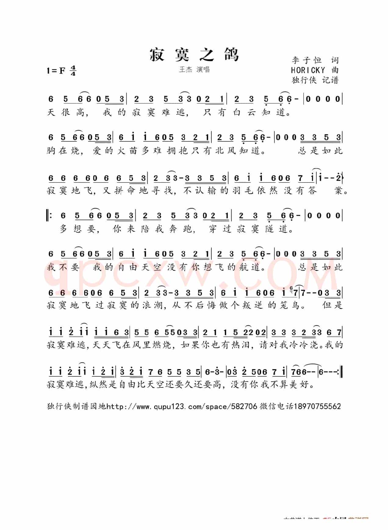 寂寞之鸽（王杰）