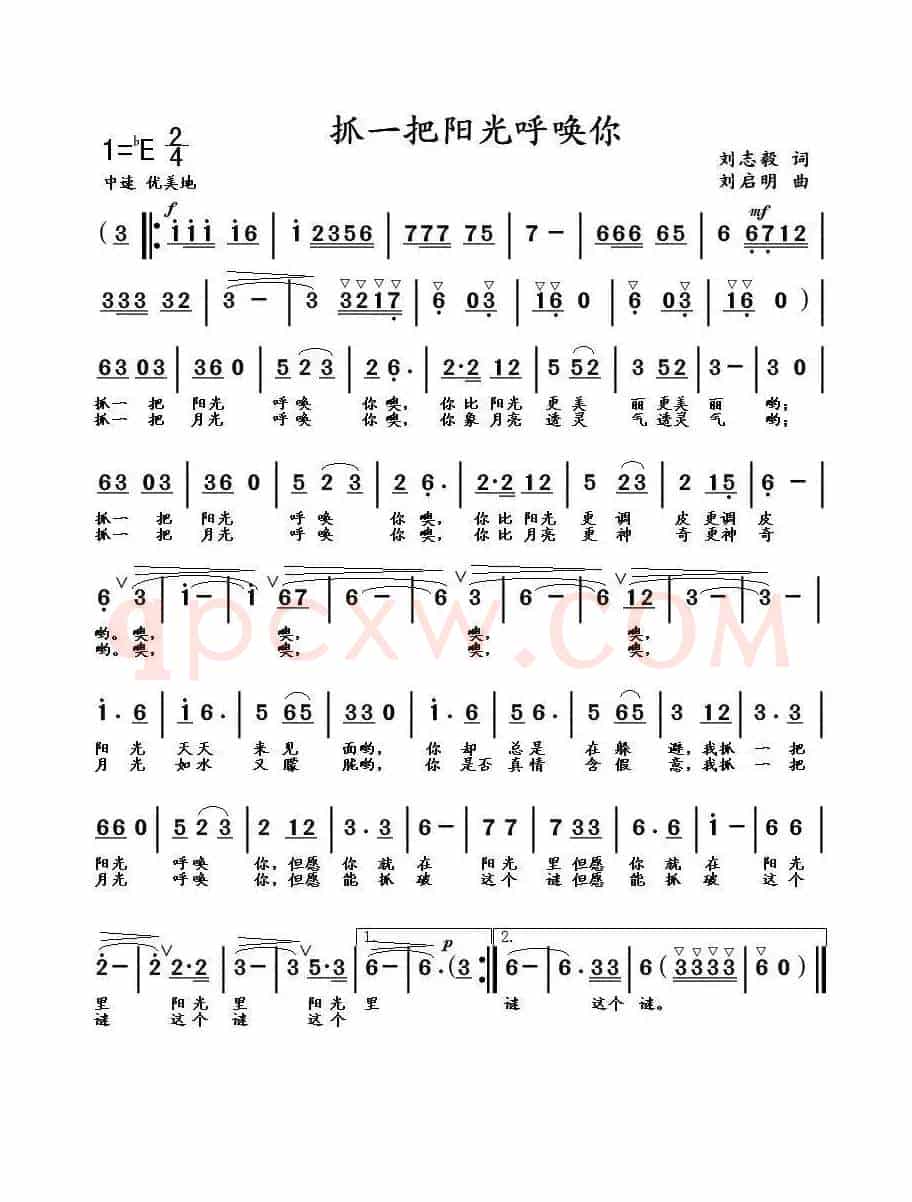 抓一把阳光呼唤你（刘志毅词 刘启明曲）