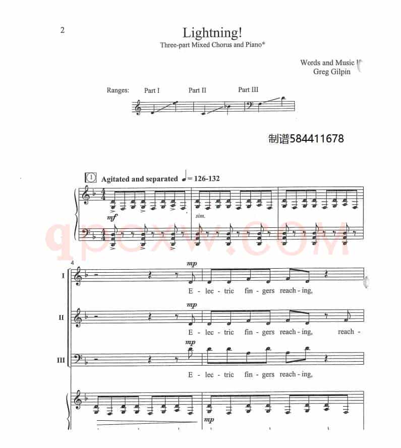 Lightning三声部合唱谱