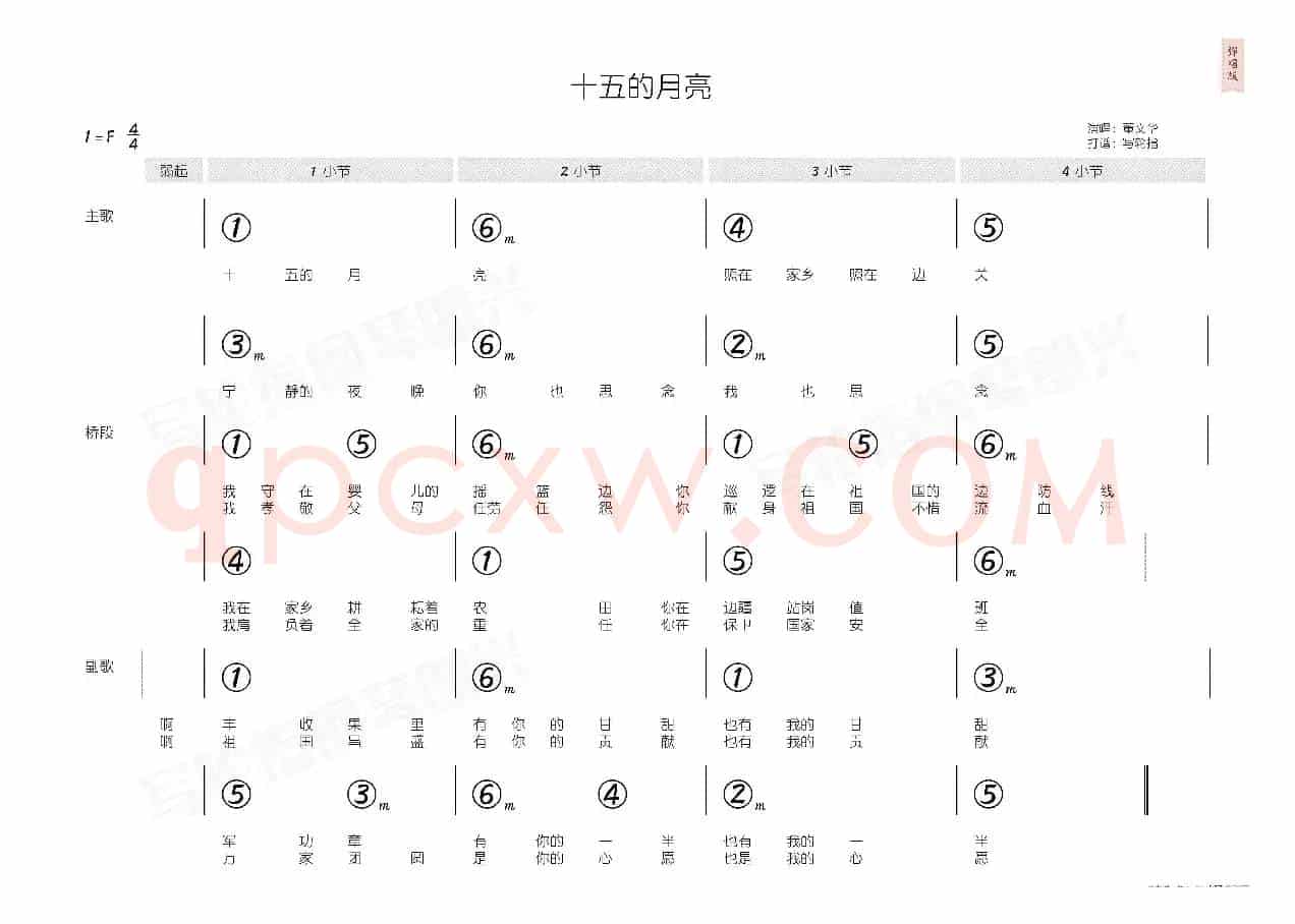十五的月亮(简和谱)