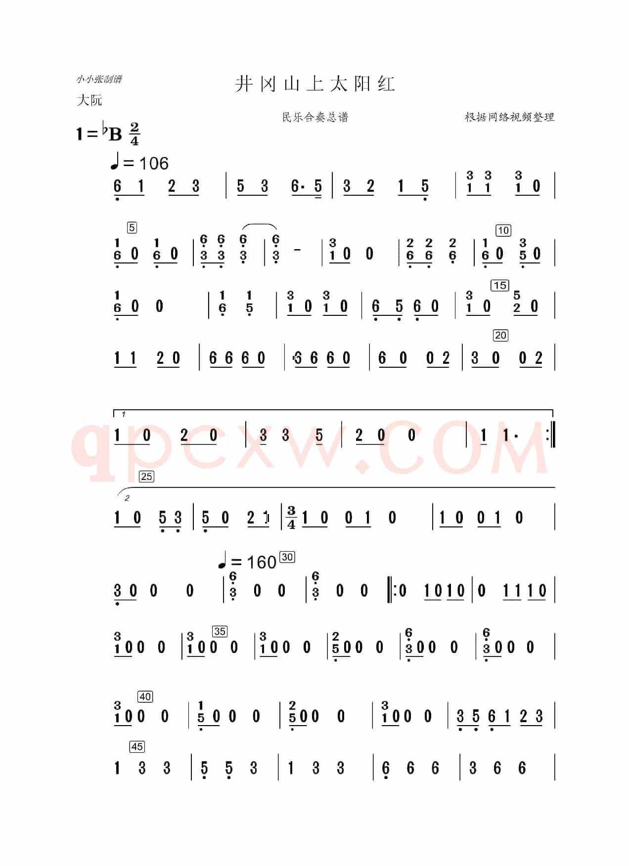井冈山上太阳红（民乐合奏大阮分谱）
