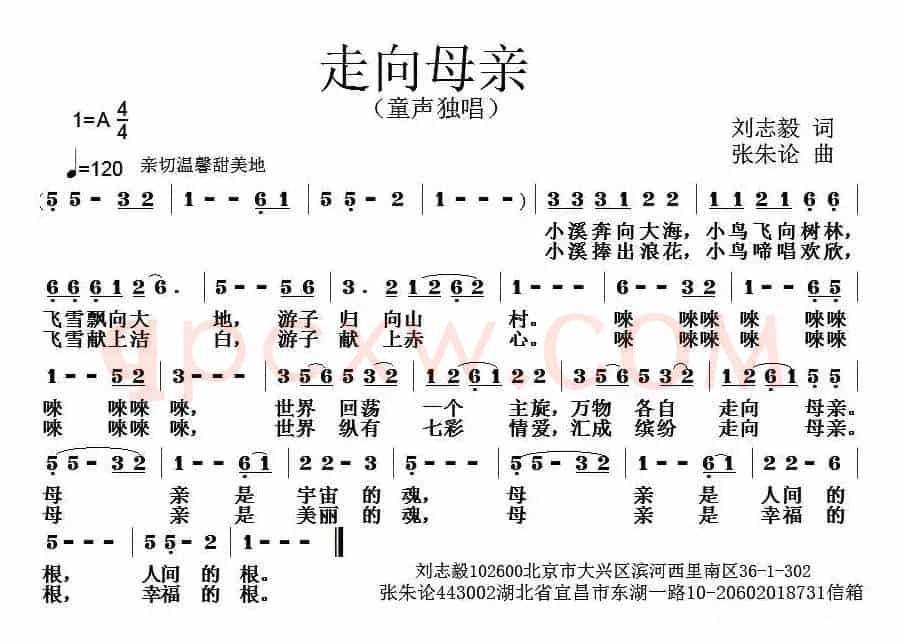 走向母亲（刘志毅词 张朱论曲）