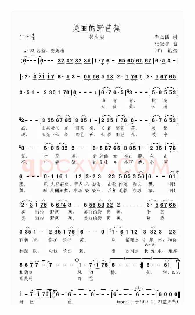 美丽的野芭蕉（李玉国词 张宏光曲）