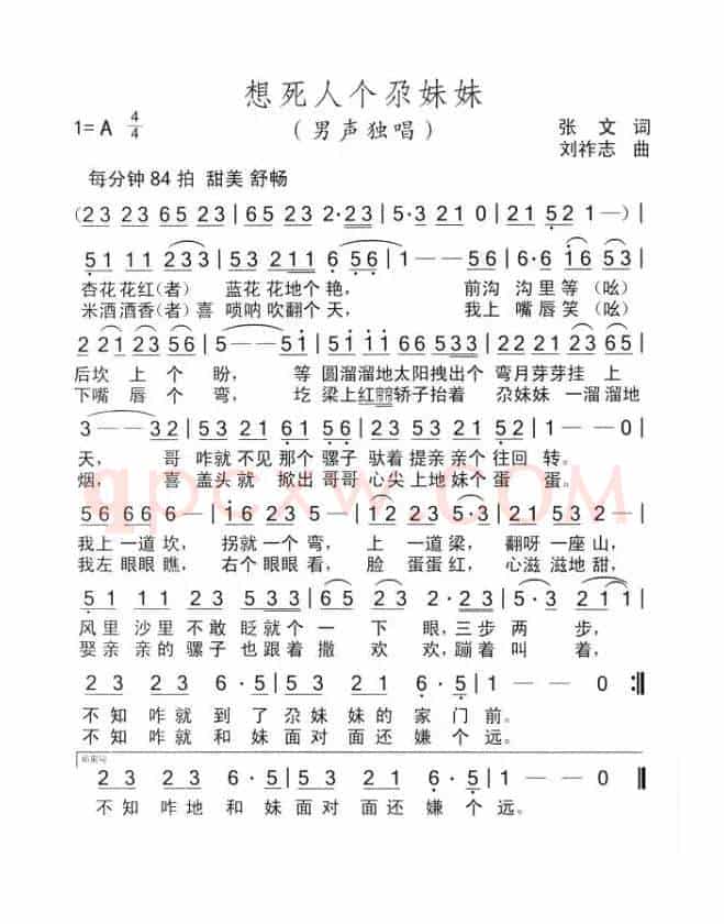 想死人个尕妹妹（张文词  刘祚志曲）