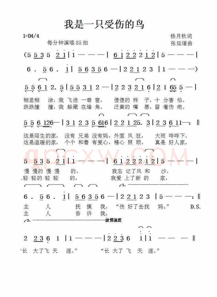 我是一只受伤的鸟（杨月秋词张延道曲）