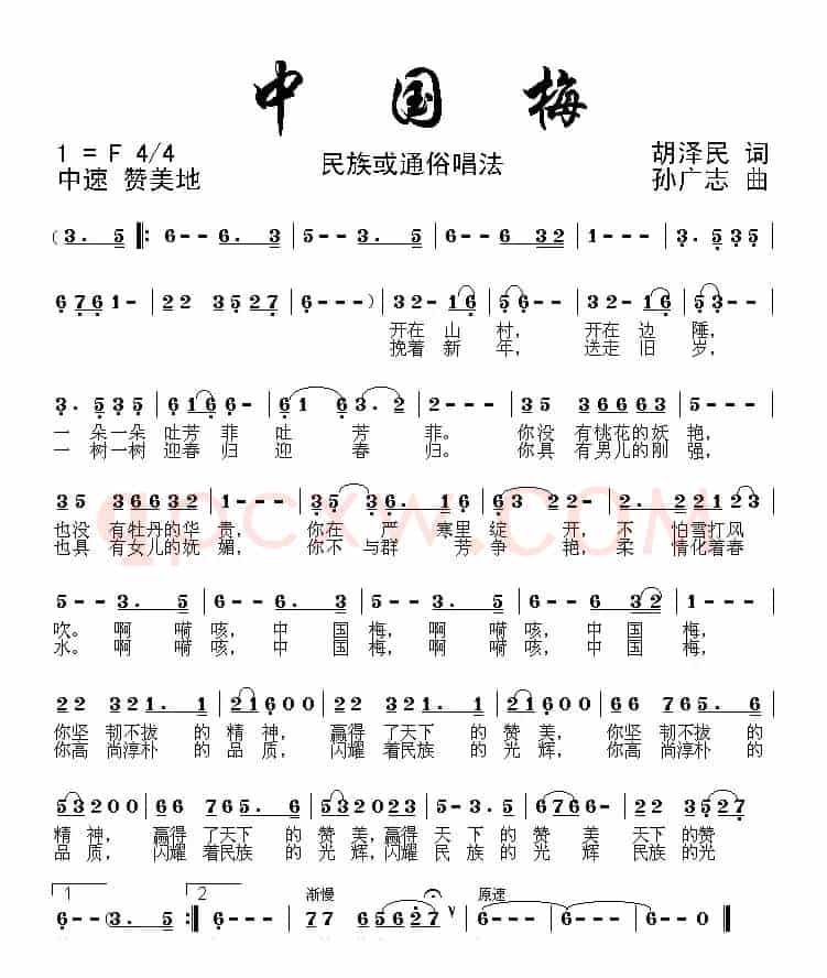 中国梅（胡泽民词 孙广志曲）