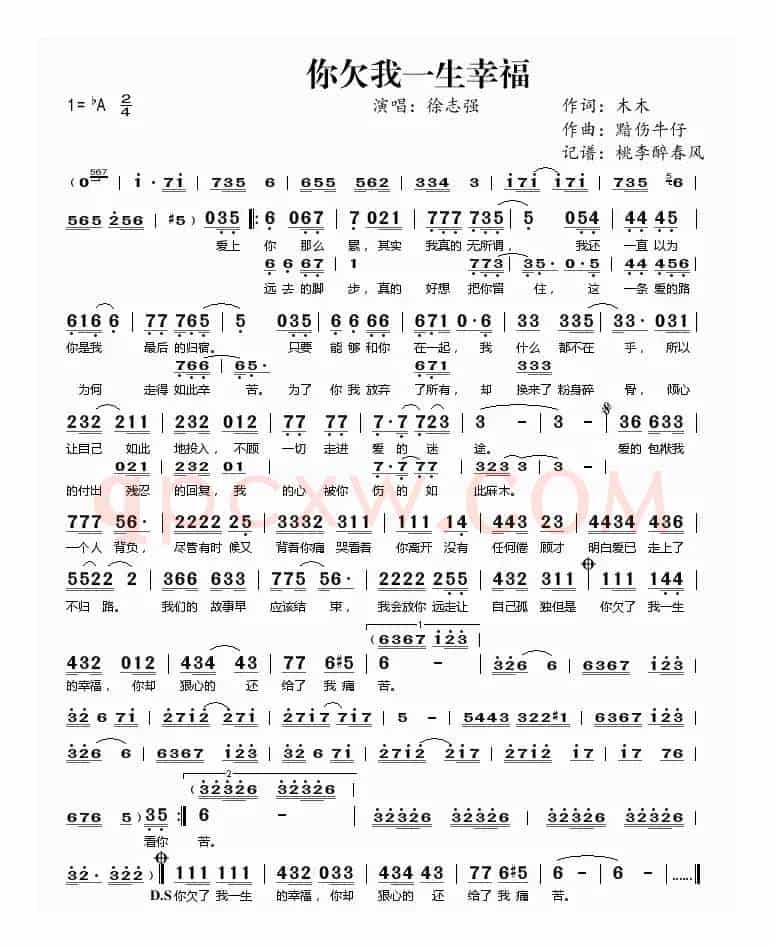 你欠我一生幸福