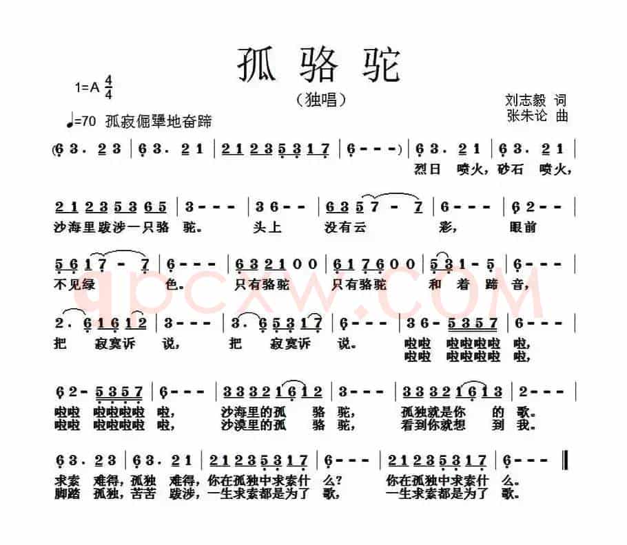 孤骆驼（刘志毅词 张朱论曲）