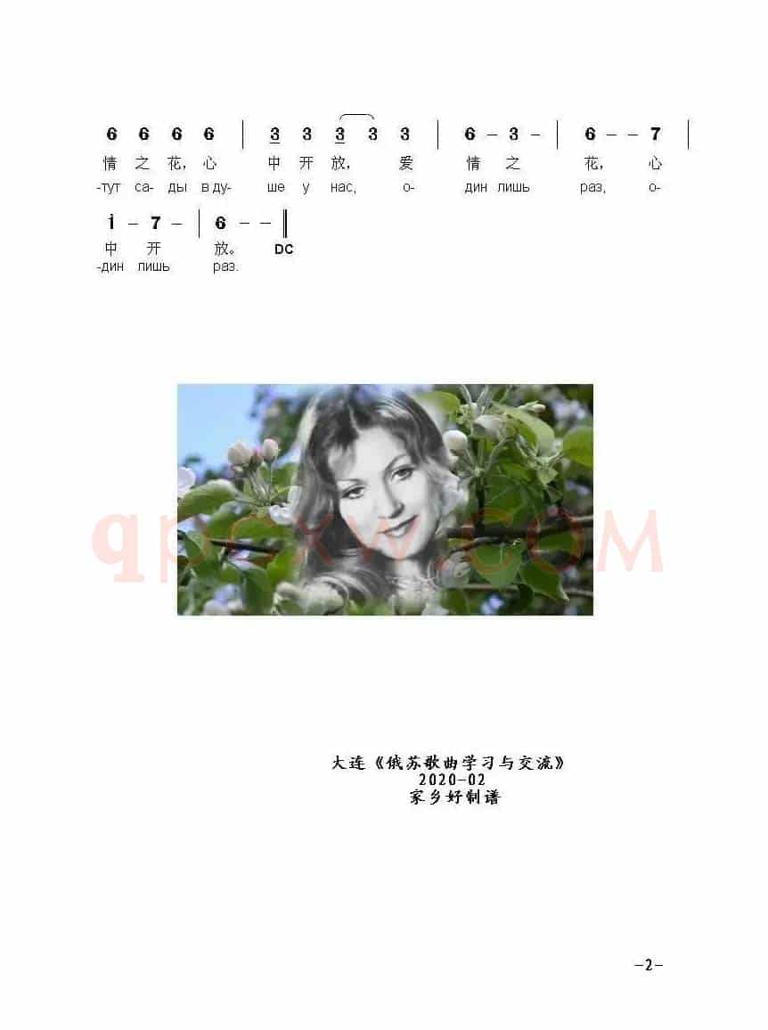 当花园鲜花开放 КОГДА ЦВЕЛИ САДЫ（中俄简谱）