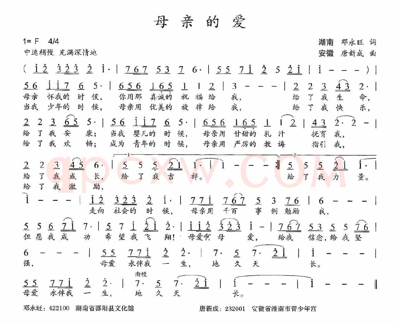 母亲的爱（邓永旺词 唐新成曲）