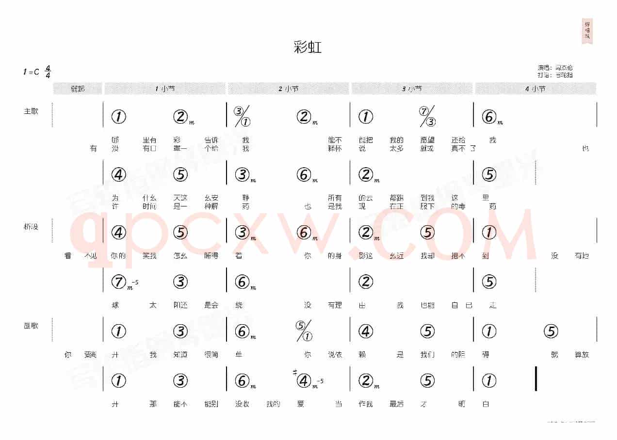 彩虹(简和谱)