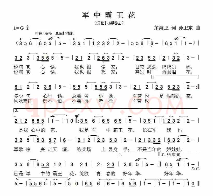 军中霸王花（茅海卫词 孙卫东曲）