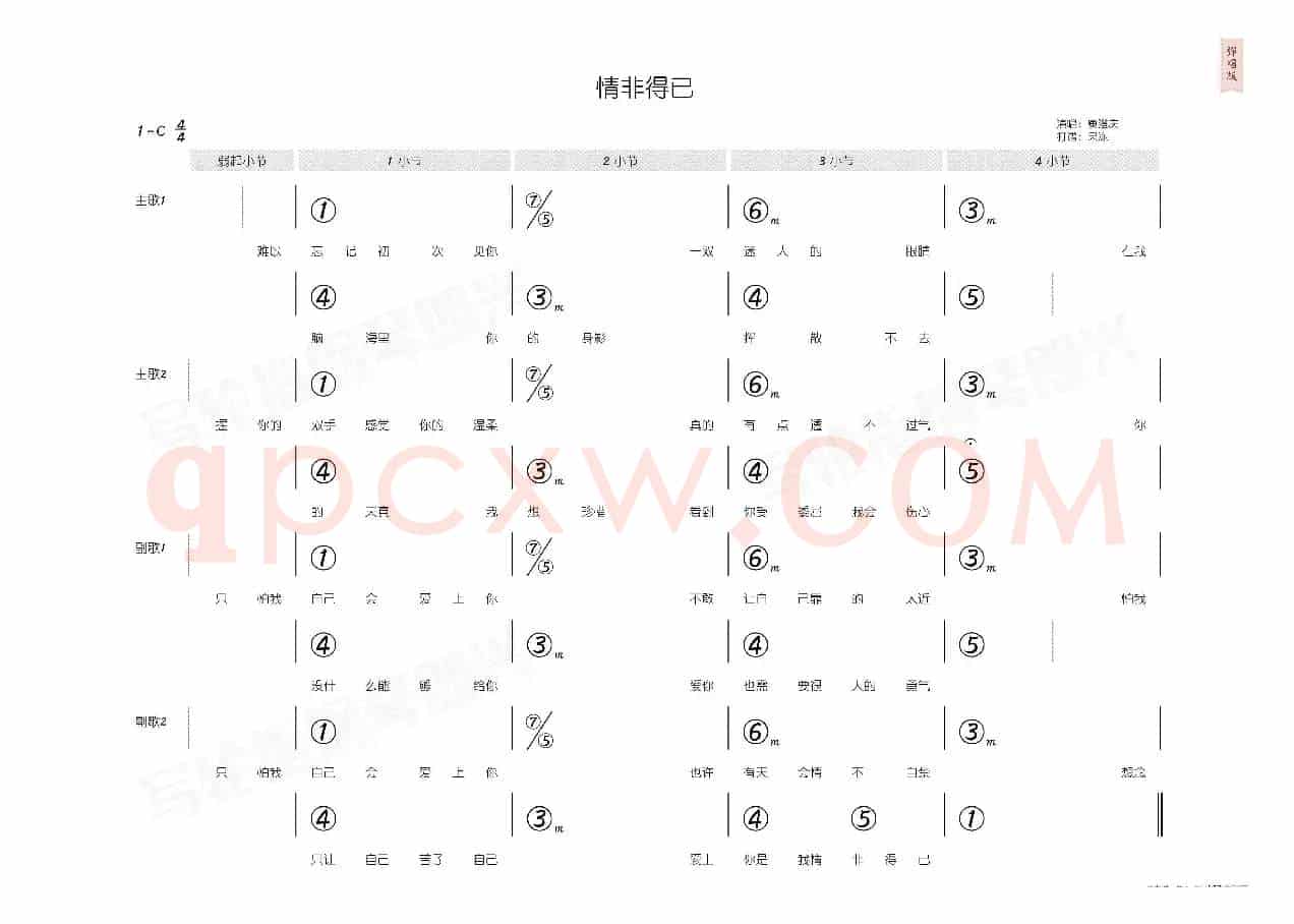 情非得已(简和谱)