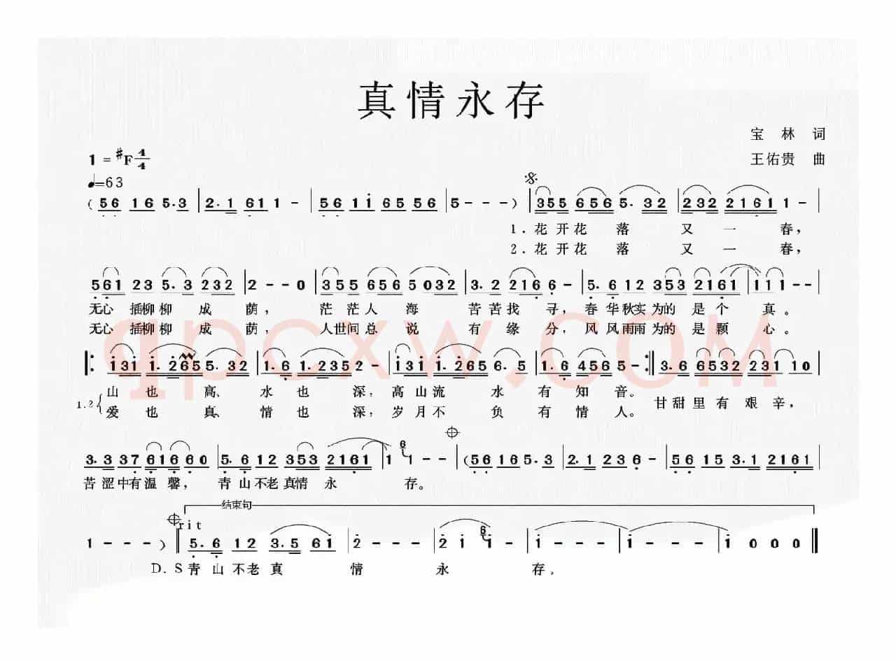 真情永存（宝林词 王佑贵曲）
