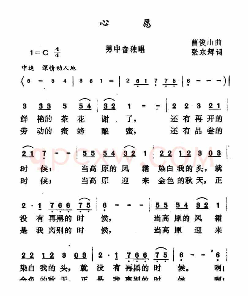 心愿（张东辉词 曹俊山曲）
