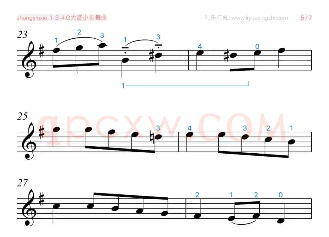 G大调小步舞曲-巴赫 [大字排版]（小提琴）