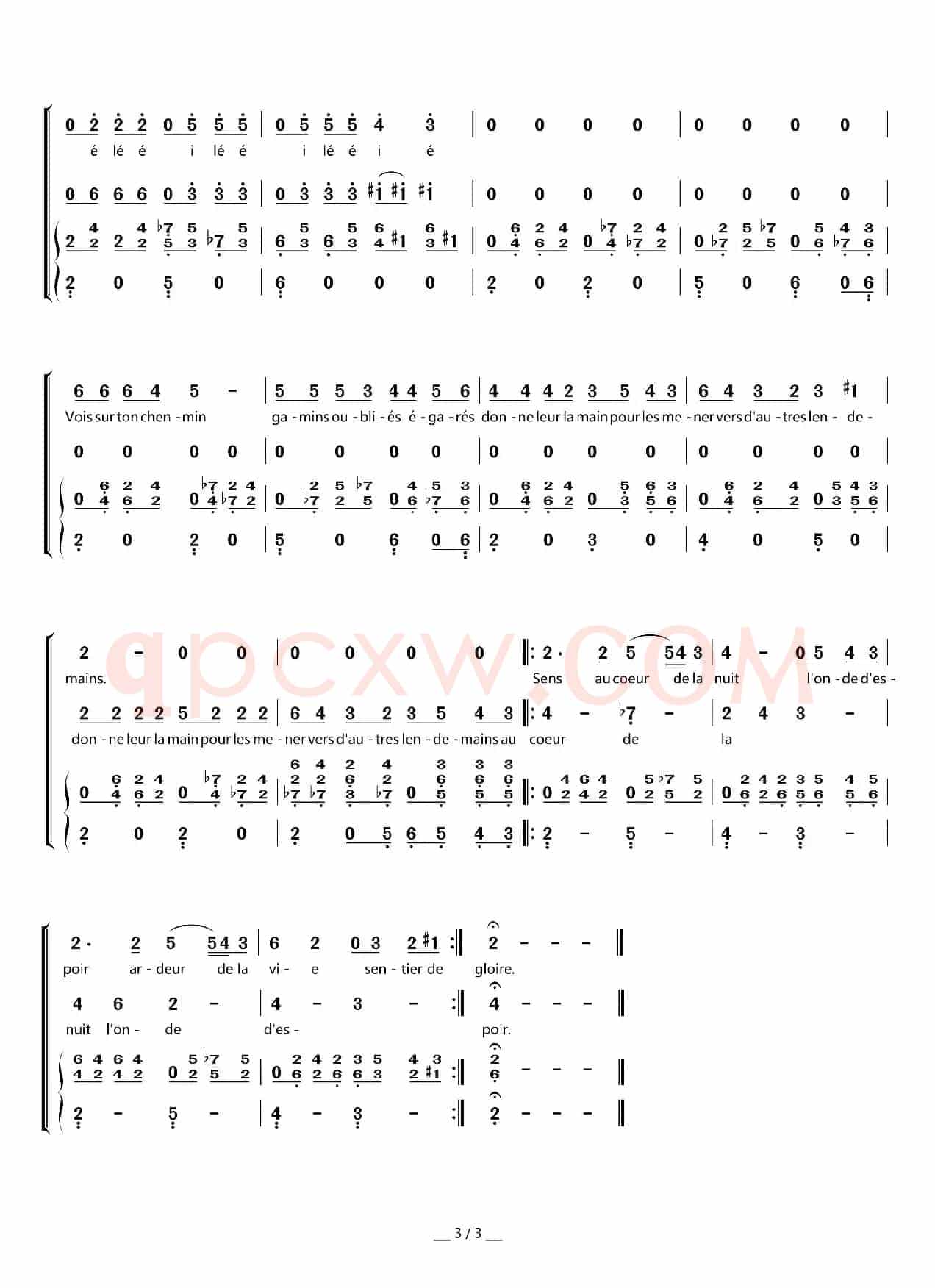 Vois Sur Ton Chemin(《放牛班的春天》主题曲)(合唱、独唱及总谱)