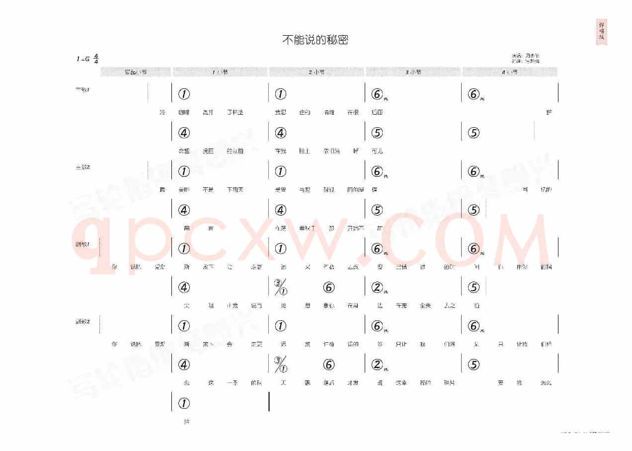 不能说的秘密(简和谱)