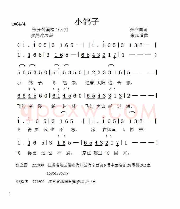 小鸽子（张立国词张延道曲）