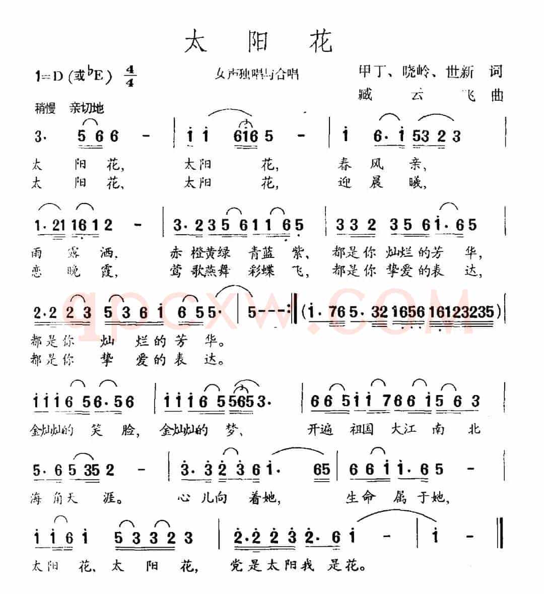 太阳花（甲丁 晓岭 世新词 臧云飞曲）