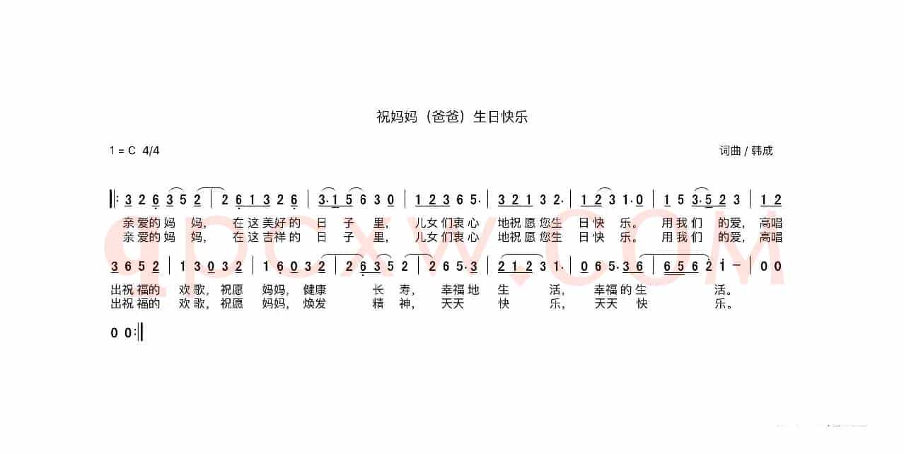 祝妈妈（爸爸）生日快乐