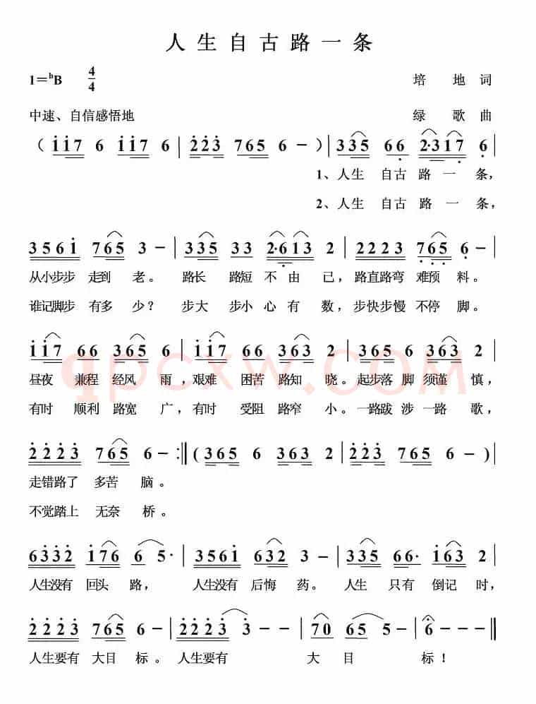 人生自古路一条