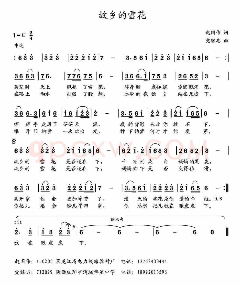故乡的雪花 （赵国伟词 党继志曲）