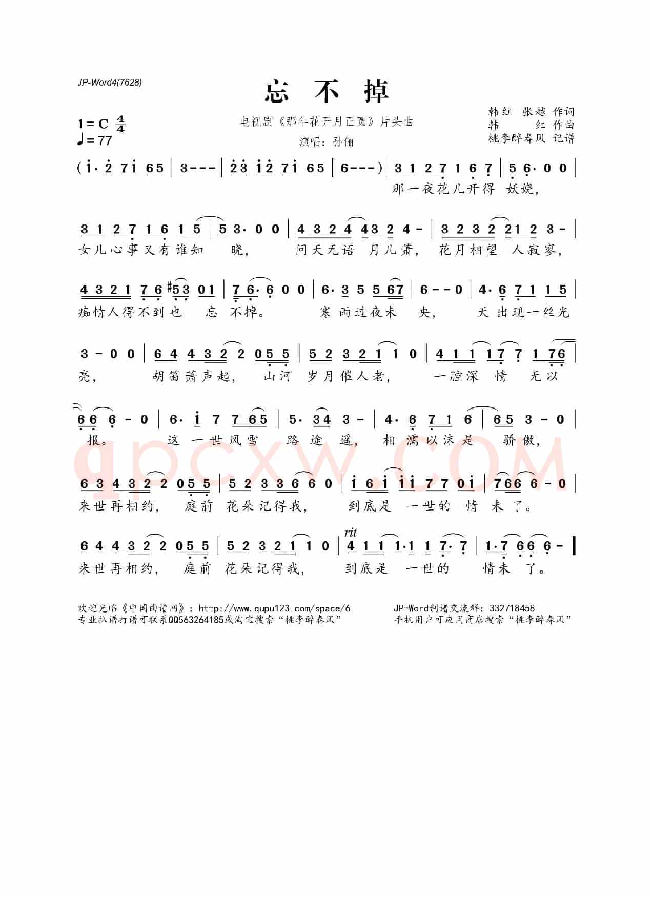 忘不掉(电视剧《那年花开月正圆》片头曲)