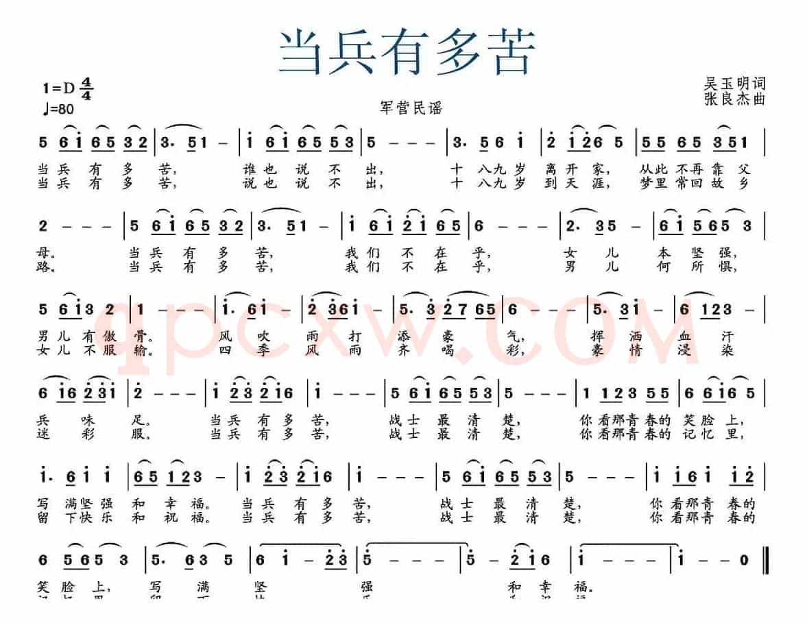 当兵有多苦（吴玉明词 张良杰曲）
