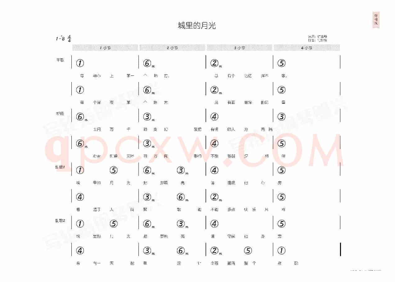 城里的月光(简和谱)