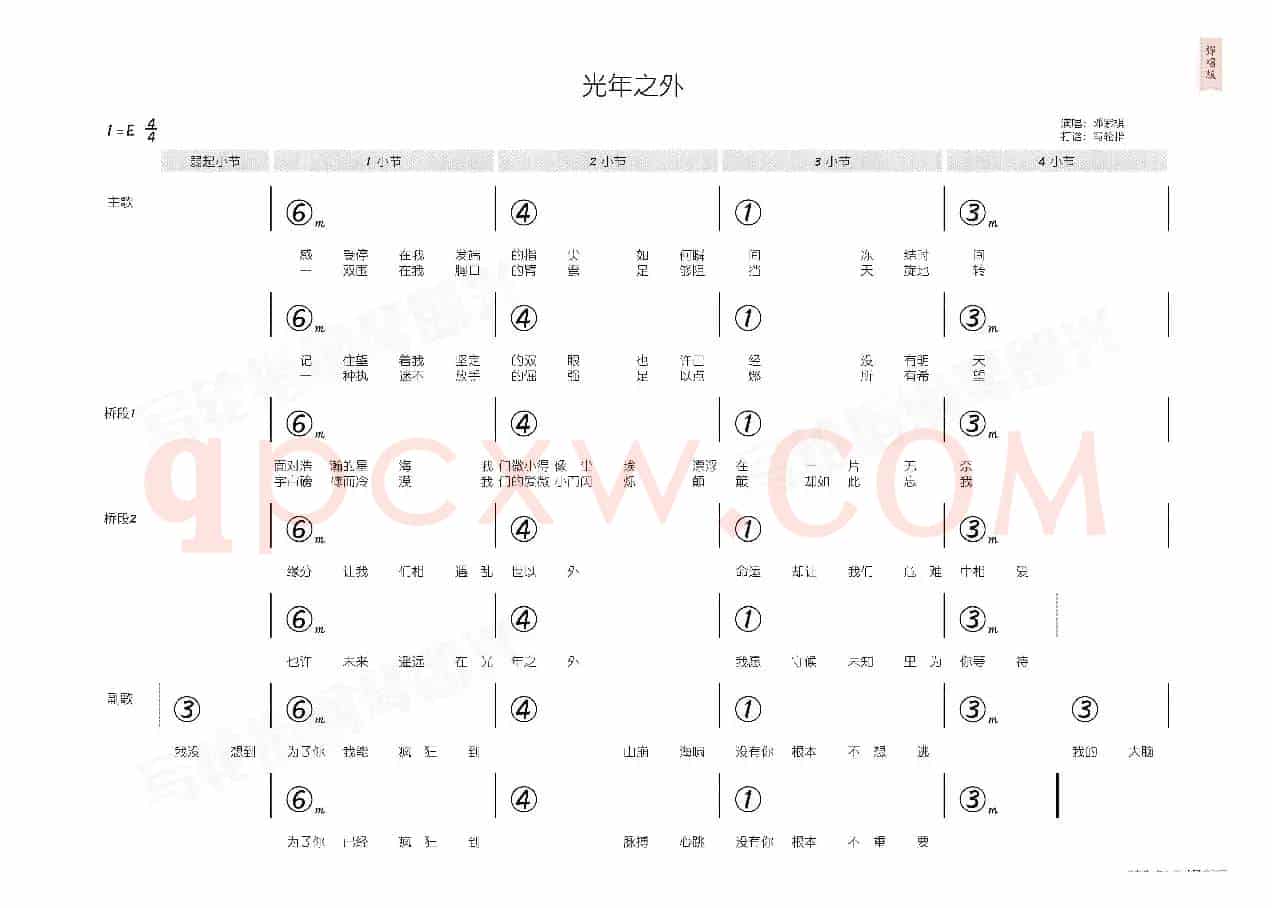 光年之外(简和谱)