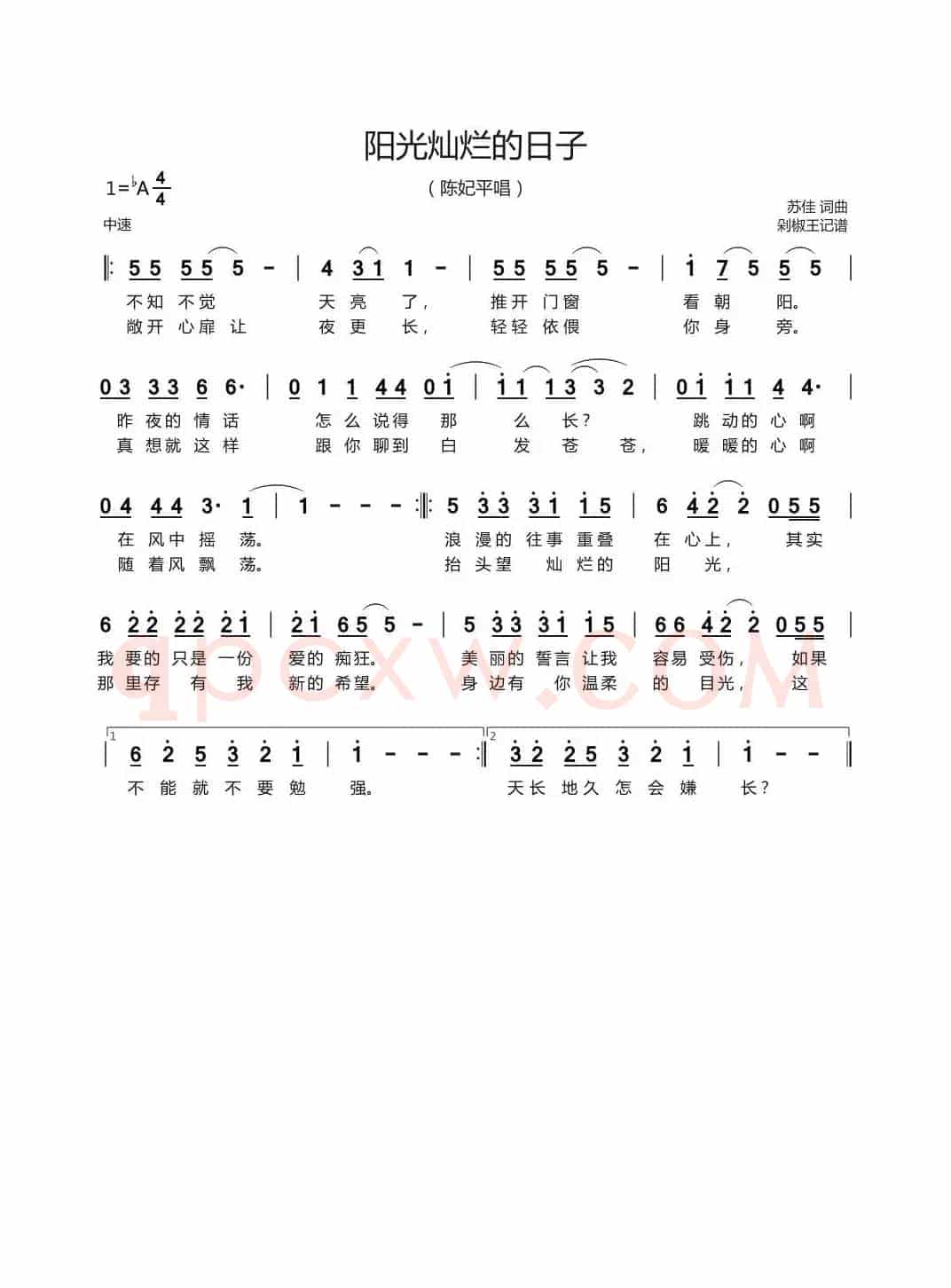 阳光灿烂的日子（陈妃平）