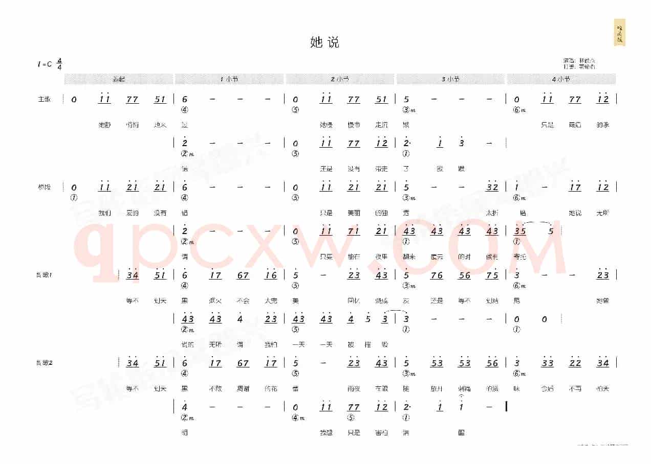 她说(简和谱)