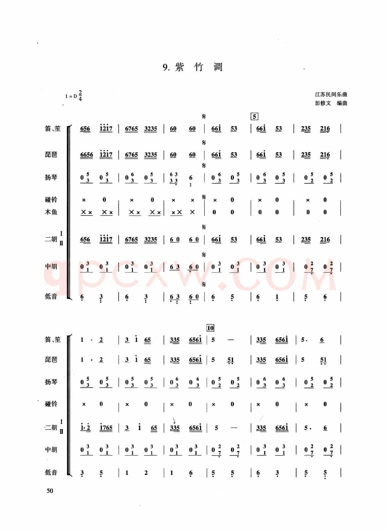 紫竹调（民乐合奏总谱、彭修文编曲版）