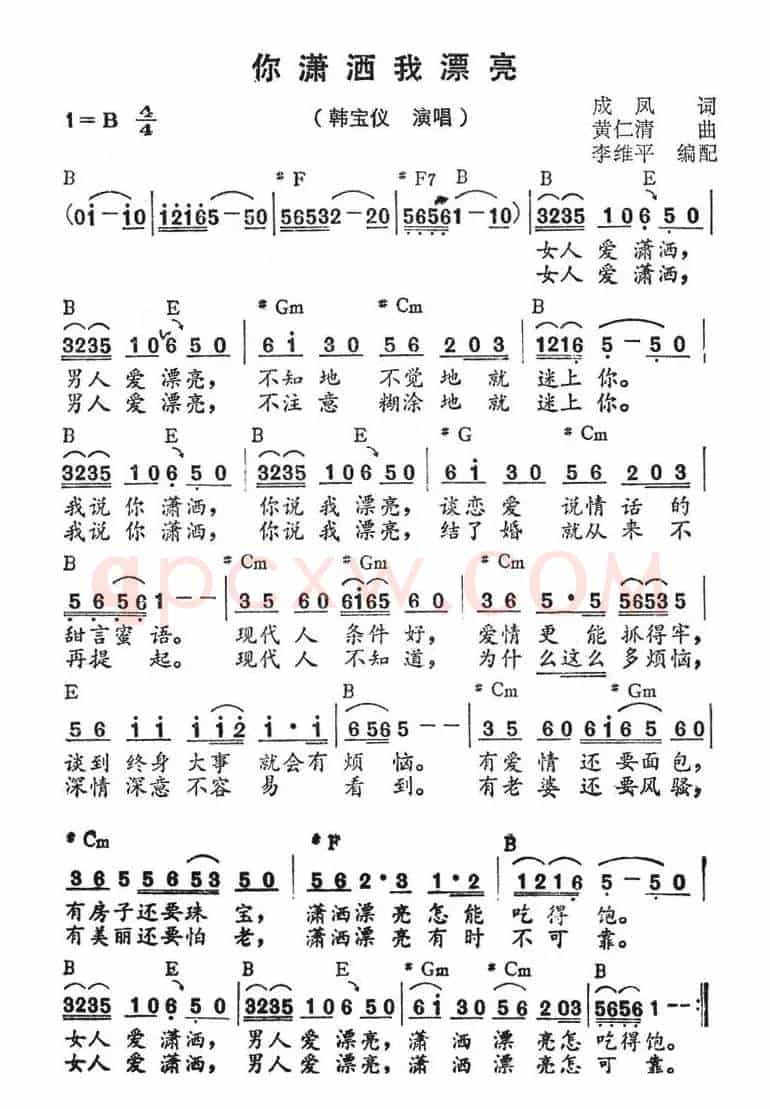 你潇洒我漂亮（带和弦）